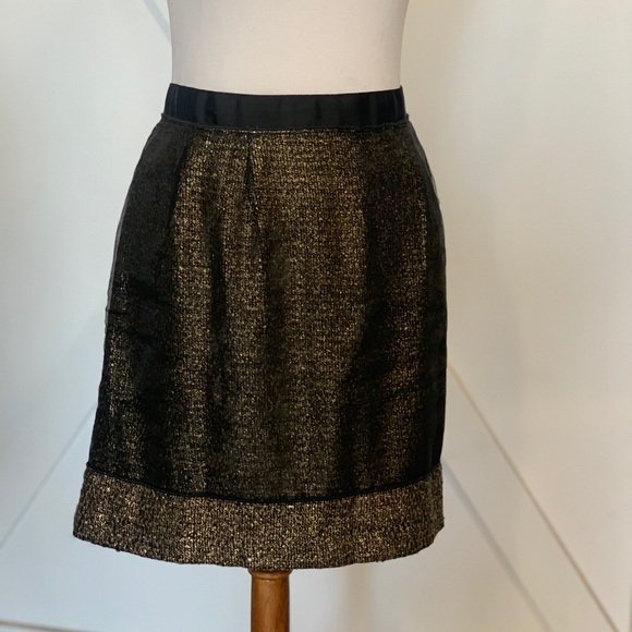 Ann Taylor Loft Gold and black mini skirt - Picture 4 of 12